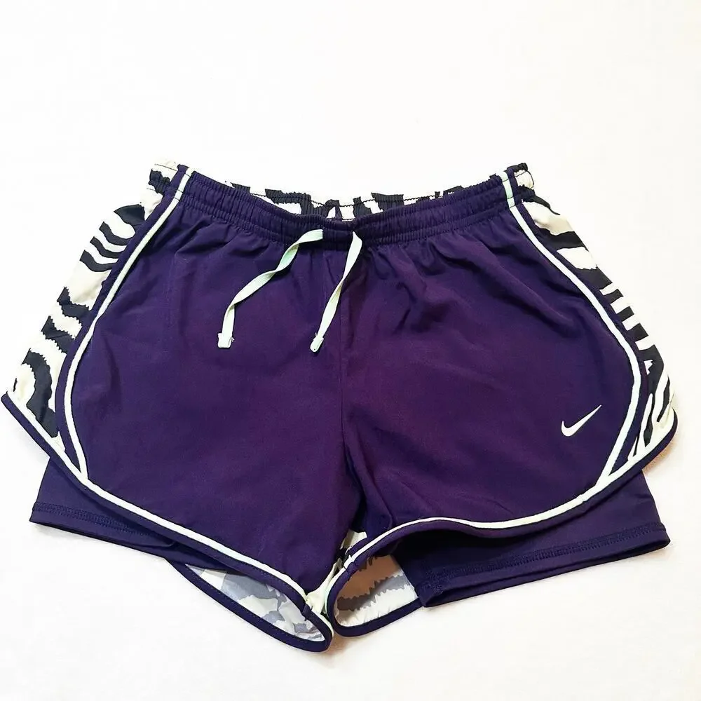Nike Dri-Fit Purple Animal Print Shorts sz M Dri FIt Tempo Printed Shorts